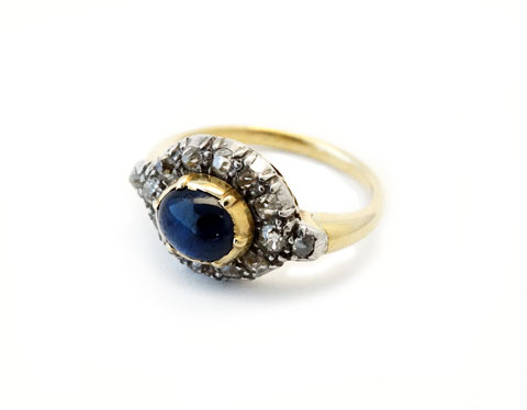 Cabochon Sapphire & Diamond Ring – Joseph Saidian & Sons