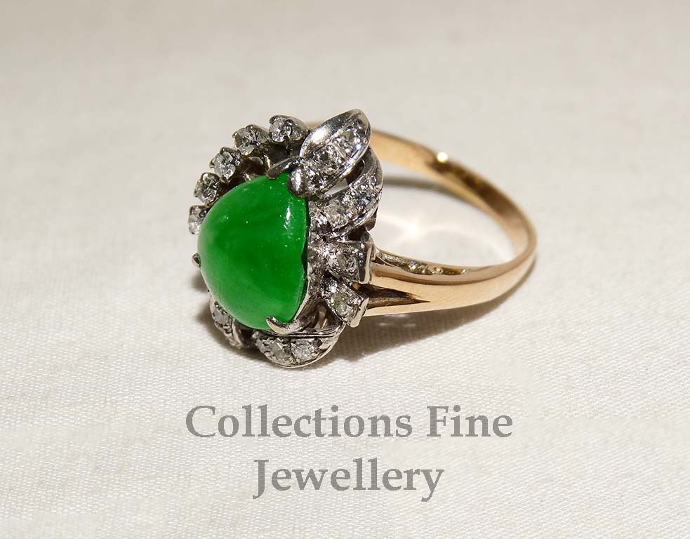 Jade and diamond on sale ring